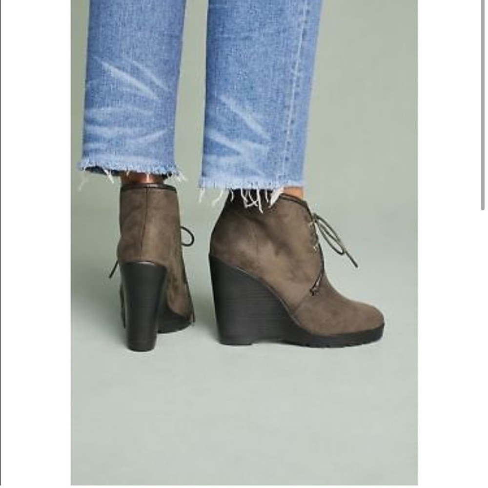 Anthropologie Vanessa Wu wedge booties Boots Size 10 Gray EU 41 - Picture 3 of 16